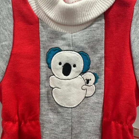 Vintage Healthtex Red and Gray Kids Footie with Koala 90s 9month turtleneck boy - Picture 4 of 6
